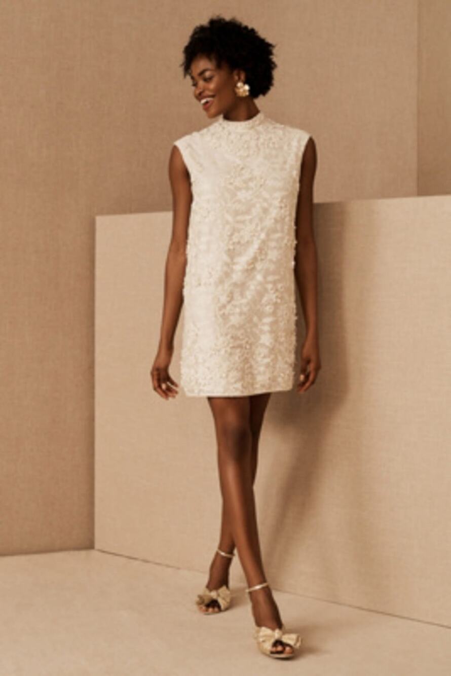 Payal Jain Ivory 3D Floral Embroidered Shift Dress Size 12